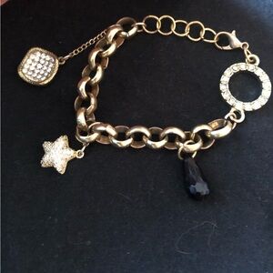 Custom Designed Creations Gold Tone and Black Charm Bracelet